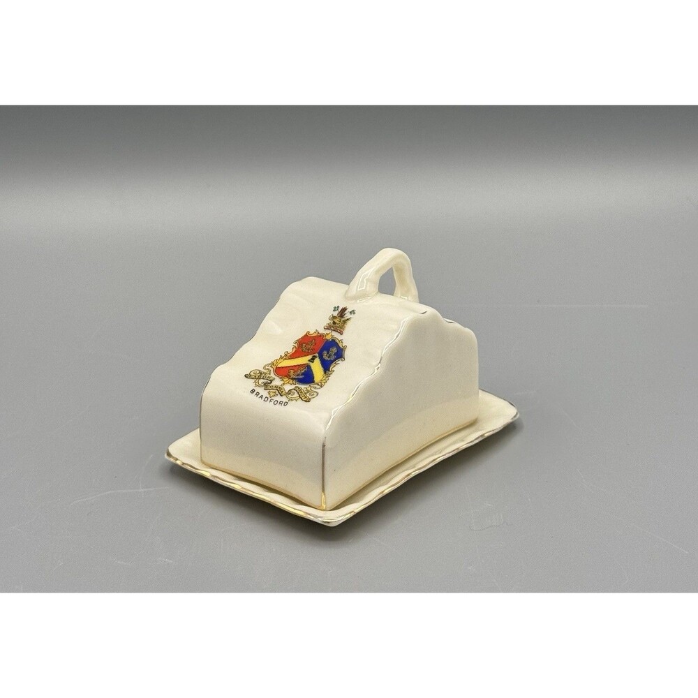 Vintage Nautilus Porcelain Glasgow Miniature Butter Cheese Dish Bradford Crest